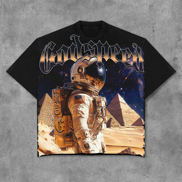 Fashionable Space Print Short Sleeve T-Shirt