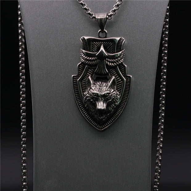 Flying eagle wolf combination pendant
