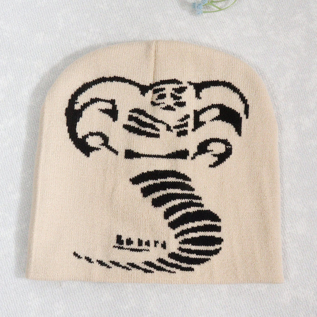 Knitted Pullover Cobra Y2K Jacquard Hat for Men and Women
