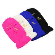 Three-hole cap letter embroidery knitted hat windproof warm hip-hop mask outdoor riding headgear