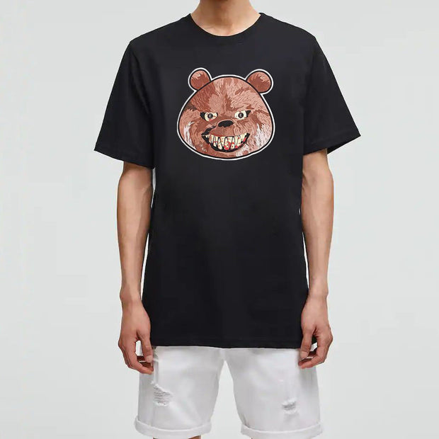 Retro bear round neck short sleeve top