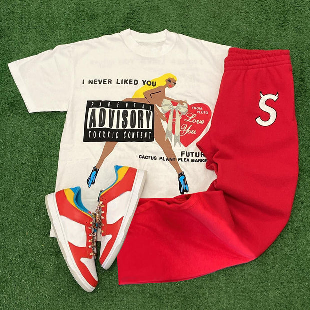 Letter Girls Print T-shirt Sweatpants Two Piece Set