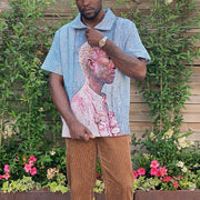 Vintage Headshot Tapestry Lapel Short Sleeve Jacket