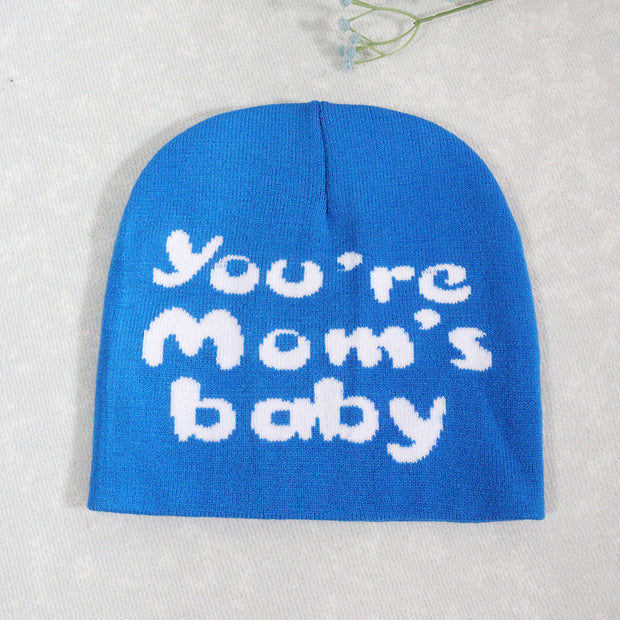 Knitted pullover English letter Y2K jacquard men's and women's hats