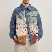 Fashion retro print lapel contrast coat