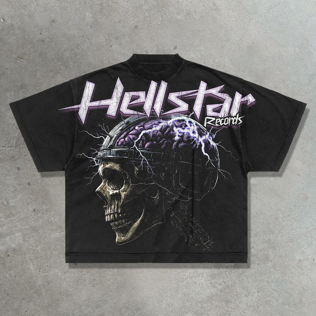 Hell Casual Street Retro Hip-Hop Printed T-Shirt