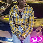 Casual Street Retro Color Plaid Flannel Shirt