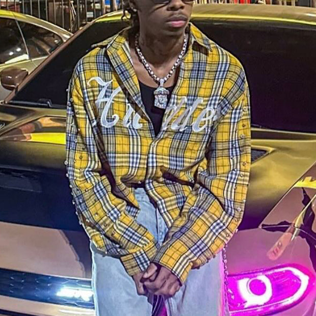 Casual Street Retro Color Plaid Flannel Shirt