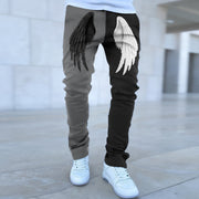 Wings pattern stitching contrast color street style overalls