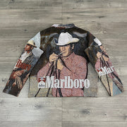 Character Letter Print Long Sleeve Zipped Jacket