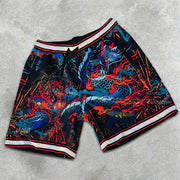 Dragon Graphic Print Elastic Shorts