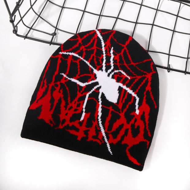 Halloween spider web pattern knitted hat