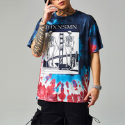 Street skull abstract tie-dye loose T-shirt