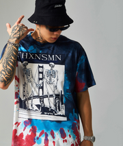 Street skull abstract tie-dye loose T-shirt