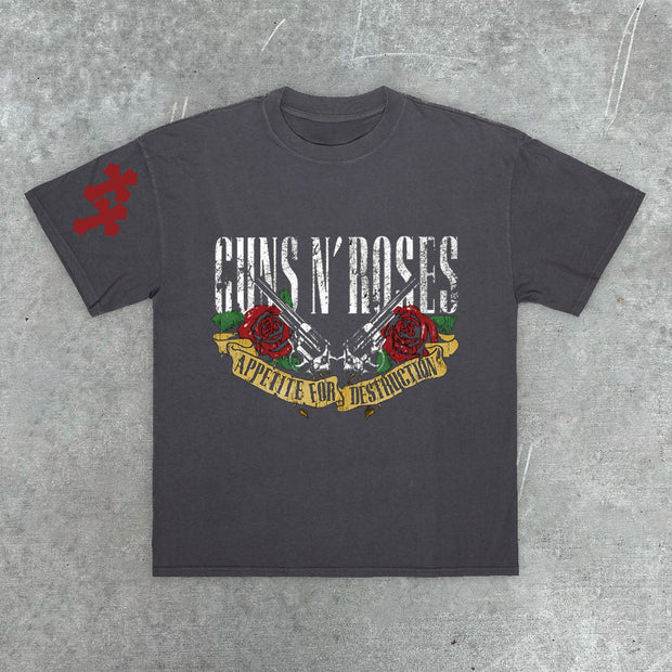 Tide brand rock and roll print retro T-shirt