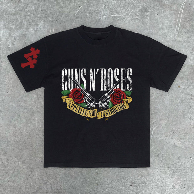 Tide brand rock and roll print retro T-shirt