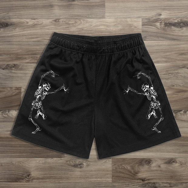 Skull Print Elastic Shorts