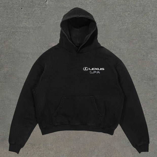 Loose hoodie with statement racing pattern