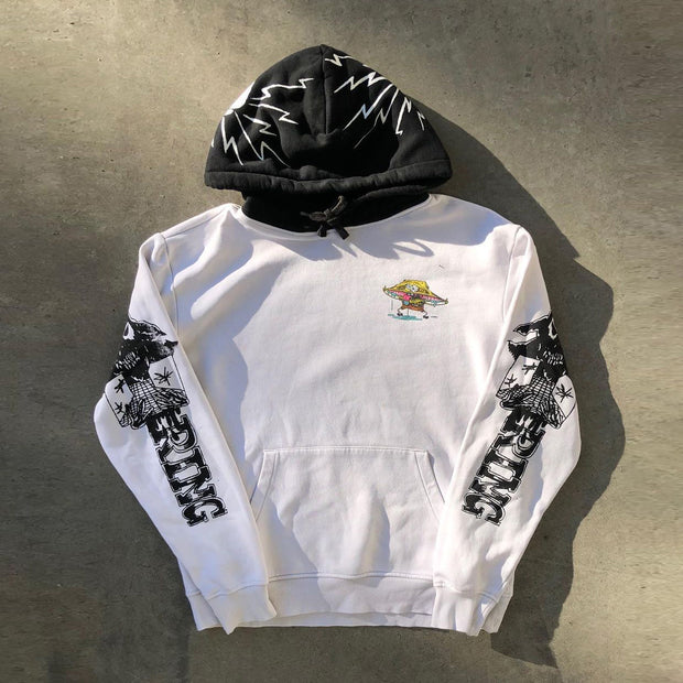 Patchwork Vintage Contrast Long Sleeve Street Hoodie