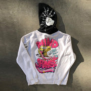 Patchwork Vintage Contrast Long Sleeve Street Hoodie