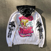 Patchwork Vintage Contrast Long Sleeve Street Hoodie