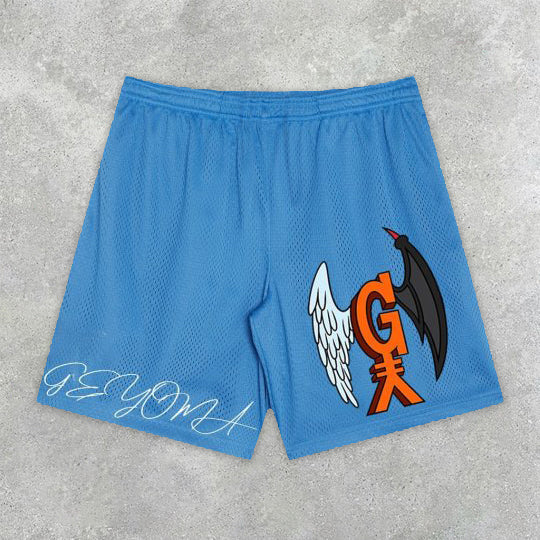 Fashion statement printed mesh sports shorts