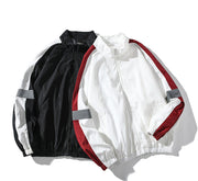 Fashion casual contrast color stitching reflective loose sports jacket
