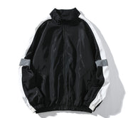 Fashion casual contrast color stitching reflective loose sports jacket