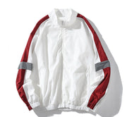 Fashion casual contrast color stitching reflective loose sports jacket