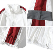 Fashion casual contrast color stitching reflective loose sports jacket