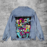 Casual character dark denim jacket