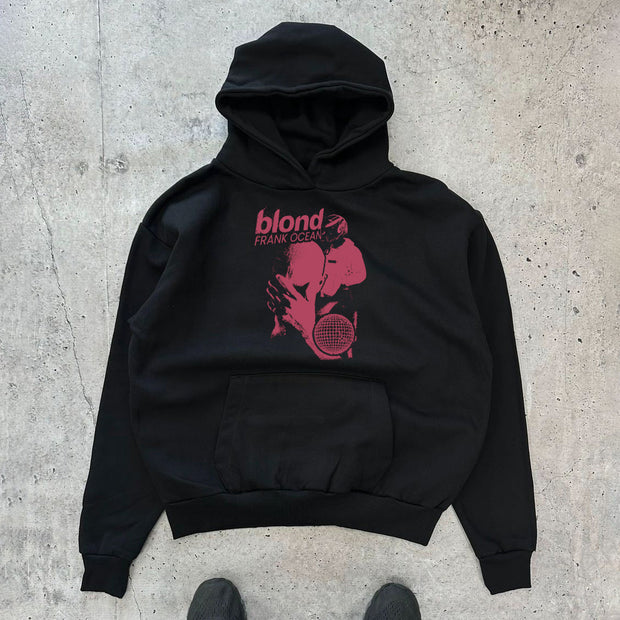 Blond Letters Print Long Sleeve Hoodies