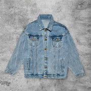 Casual character dark denim jacket