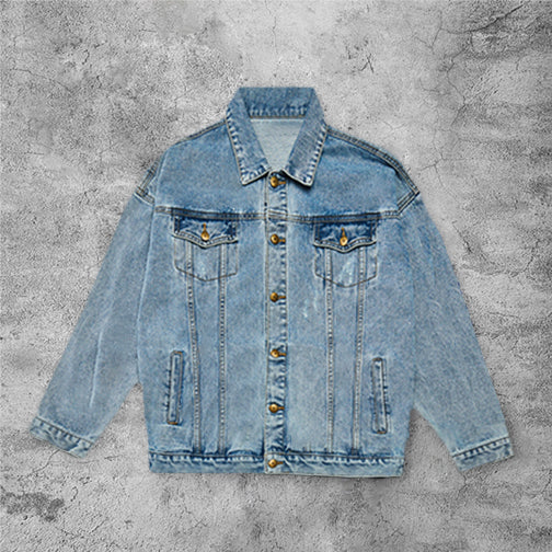 Casual character dark denim jacket