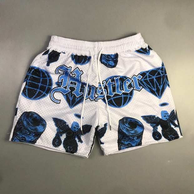 Personalized casual diamond print shorts