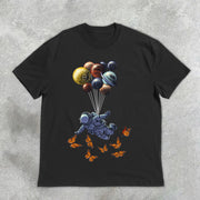 Astronaut Balloon Butterfly Print T-Shirt