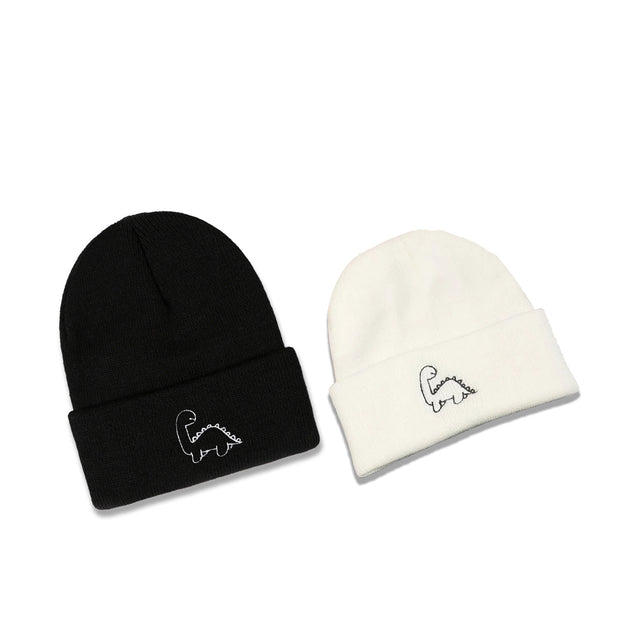 Cute embroidery dinosaur knitted hat men's Japanese warm hat