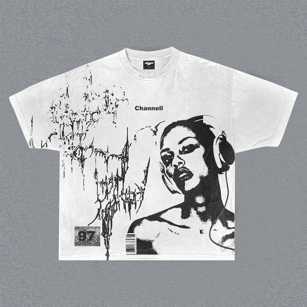 Fashion personality round neck printed short-sleeved T-shirt