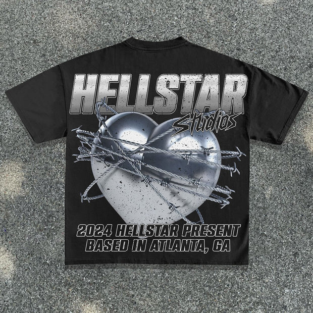 Spiked heart print T-shirt