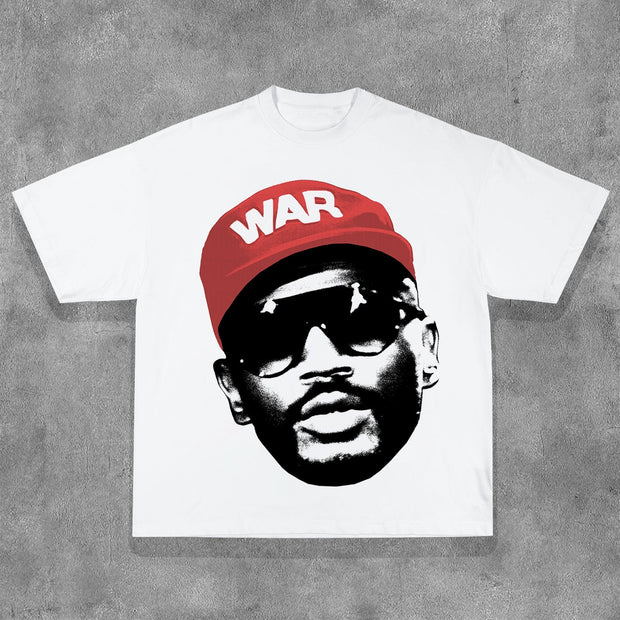 Fashion Character Portrait Print Short Sleeve T-Shirt