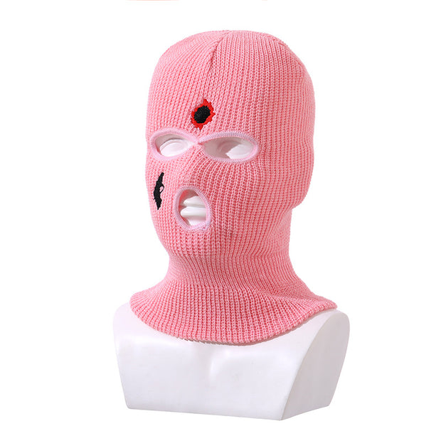 Balaclava three-hole hat outdoor riding headgear knitted warm ski mask