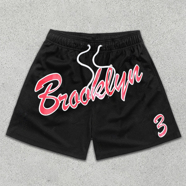 Casual Letter Print Drawstring Shorts
