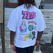 Jesus graffiti print cotton T-shirt