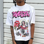 Jesus graffiti print cotton T-shirt