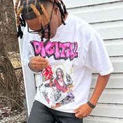 Jesus graffiti print cotton T-shirt