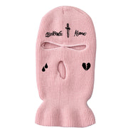 Cross broken heart knitted three hole hat