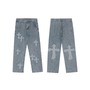 Cross Patch Hip Hop Jeans Straight Loose Trousers