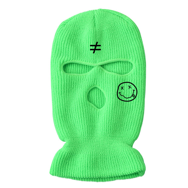 Warm knitted hat ski mask three-hole hat