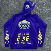 Fashion flame skull print hoodie