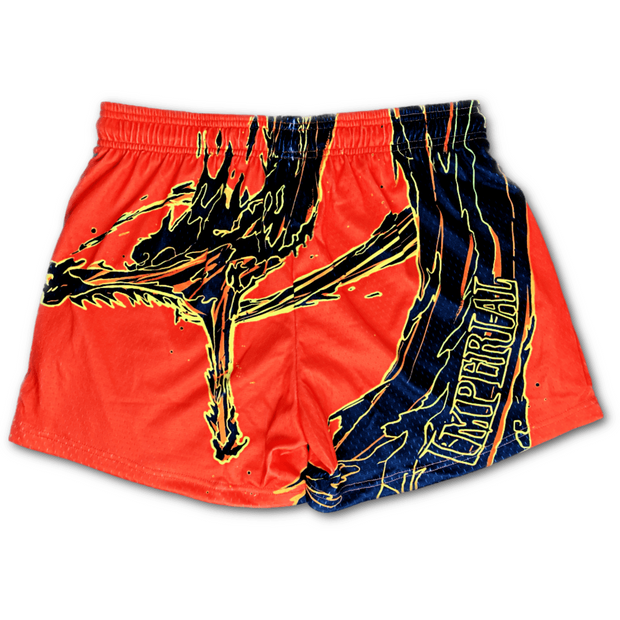 Personalized retro fighting print mesh shorts